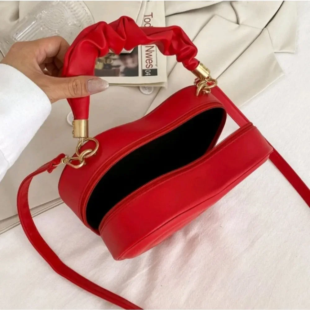 Red Heart Shaped Crossbody Bag, Y2K Novelty Shoulder Bag, Purse, Tote - Picture 10 of 12